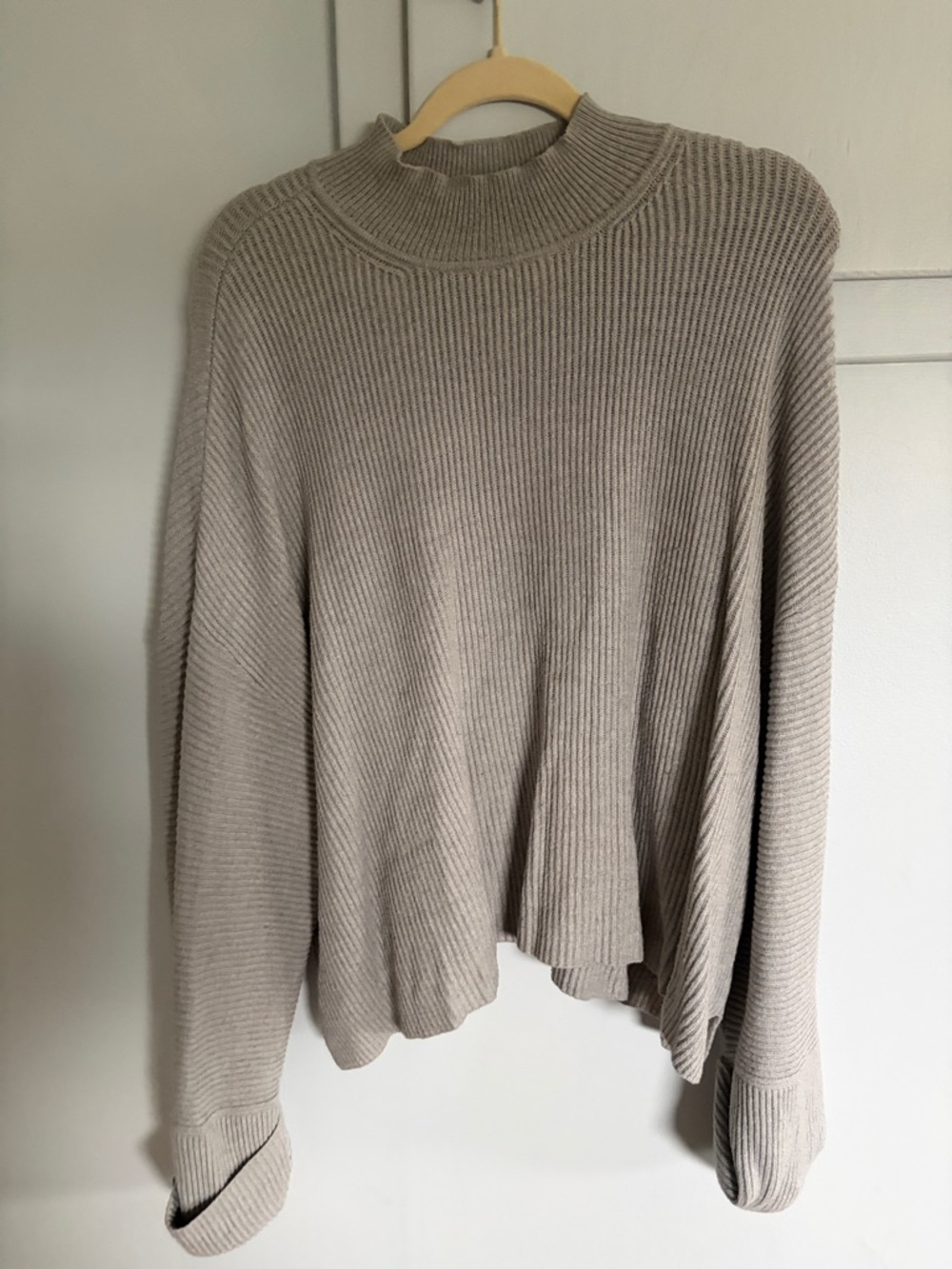 Worthington Ribbed Mock Neck Sweater in Taupe